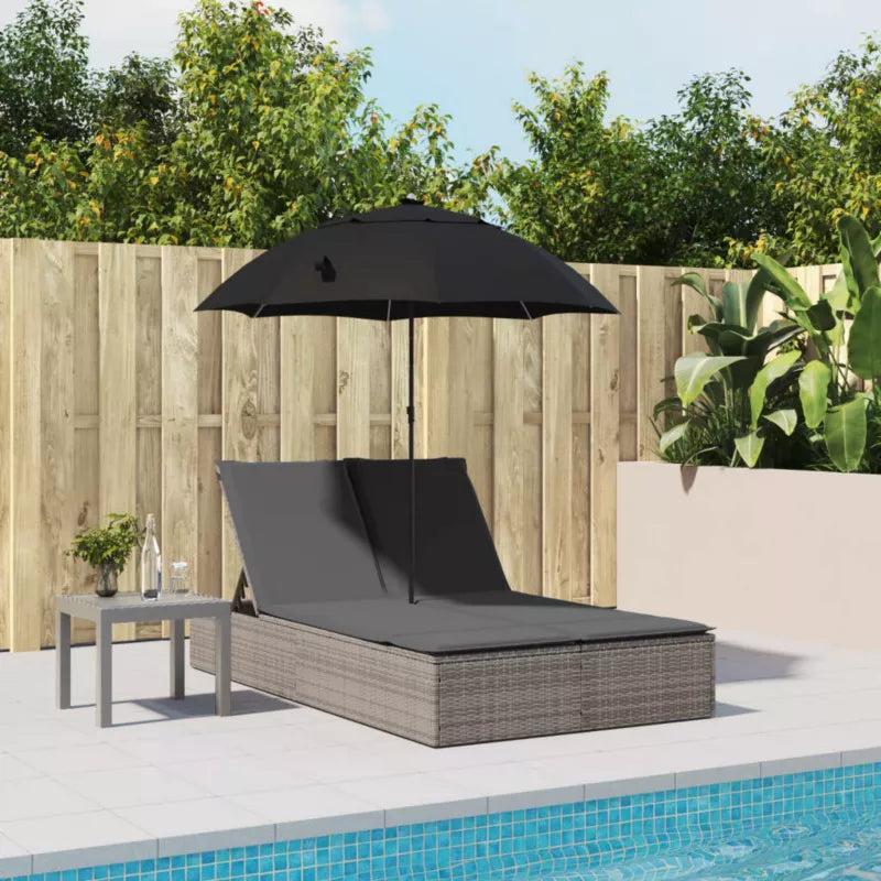 Solvogn Dobbelt 200x164 cm Grå Polybambus med Parasol