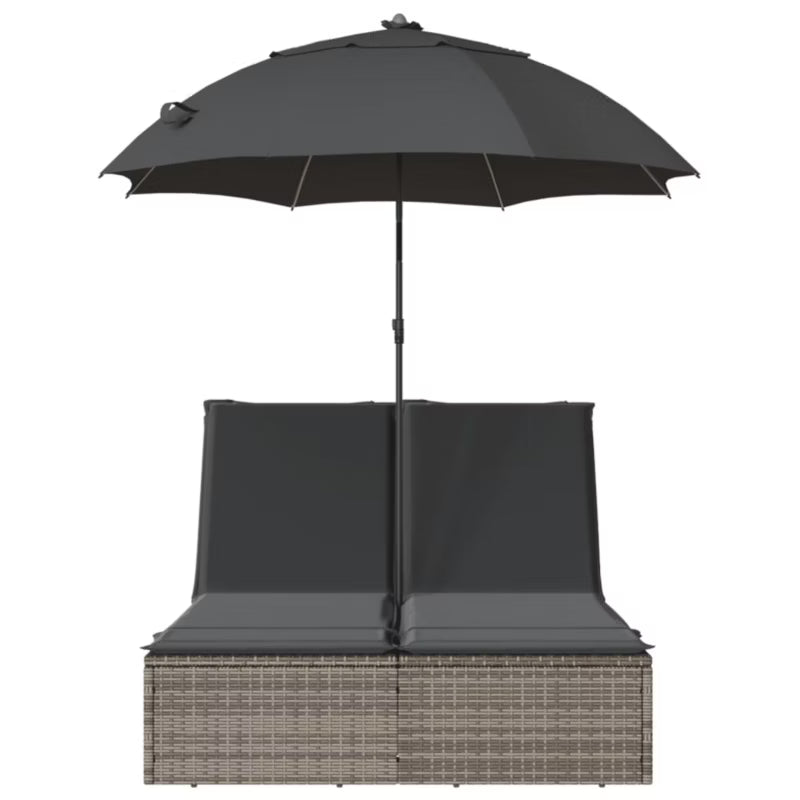 Solvogn Dobbelt 200x164 cm Grå Polybambus med Parasol