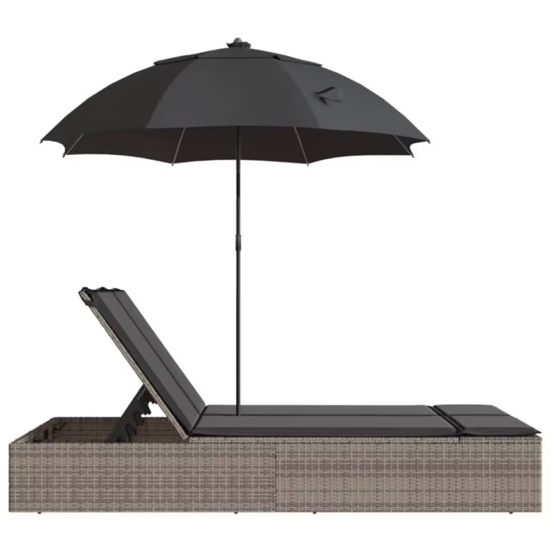 Solvogn Dobbelt 200x164 cm Grå Polybambus med Parasol