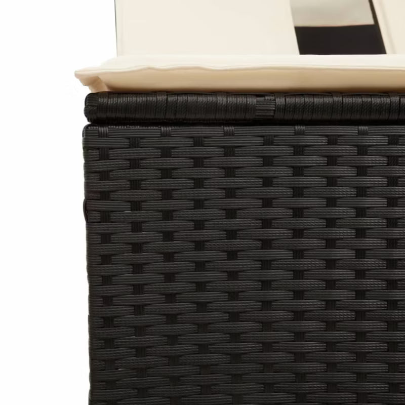 Solvogn med Solsejl 136x202 cm Sort Poly疏rattan