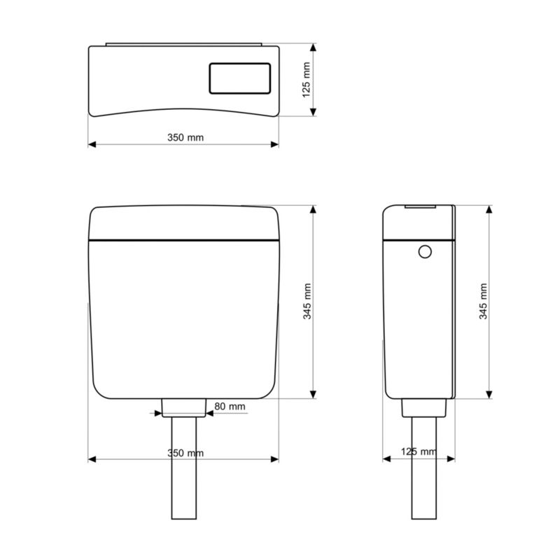 Toiletskyl Hængende Hvid 6L Start/Stop 35x34,5x12,5 cm