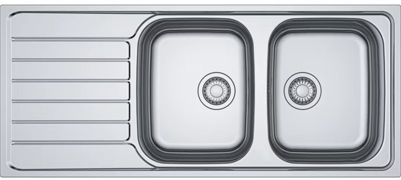 Køkkenvask Spark 116x50 cm 2-Kammer Børstet Stål