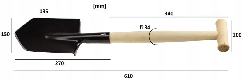 Spidsskovl 61 cm Stål med Træskaft