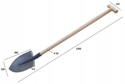 Spidsspade 126 cm med Træskaft