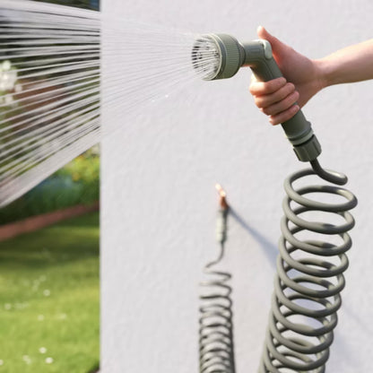Spiralslange 15 m Grøn med Mundstykke