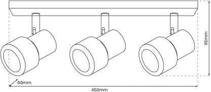 Spot Milagro Cino 3 x GU10 Sort/Krom