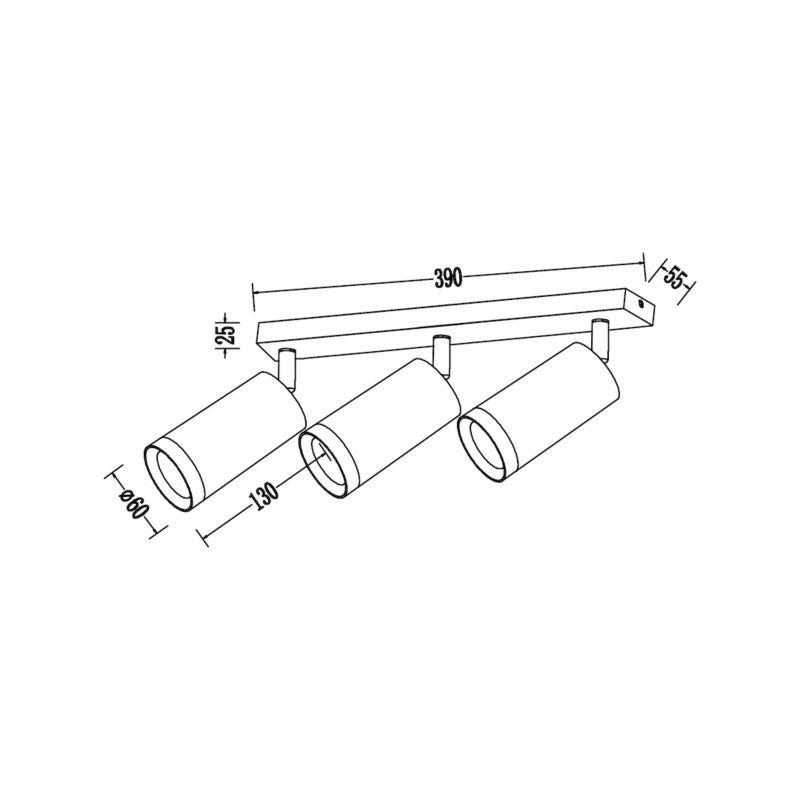 Spot Milagro Mica 3 x GU10 Sort / Guld