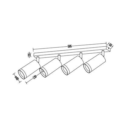 Spot Milagro Mica 4 x GU10 Sort / Guld