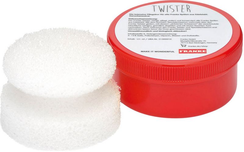 Plejemiddel til Franke Twister stålvask