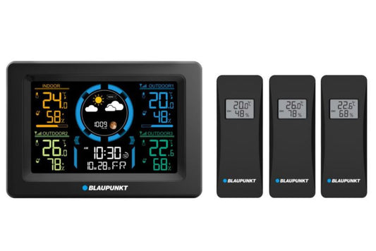 Blaupunkt vejrstation med 3 sensorer WS40BK, 1 stk.