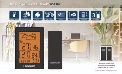 Blaupunkt vejrstation med support til op til tre sensorer WS15BK, 1 stk.