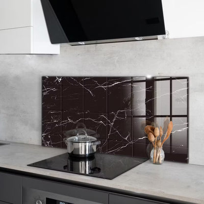 Stænkpanel 100x50 cm Sort Marmor Glas