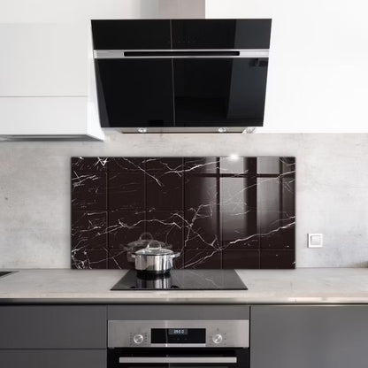 Stænkpanel 100x50 cm Sort Marmor Glas