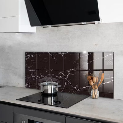 Stænkpanel 125x50 cm Sort Marmor Hærdet Glas