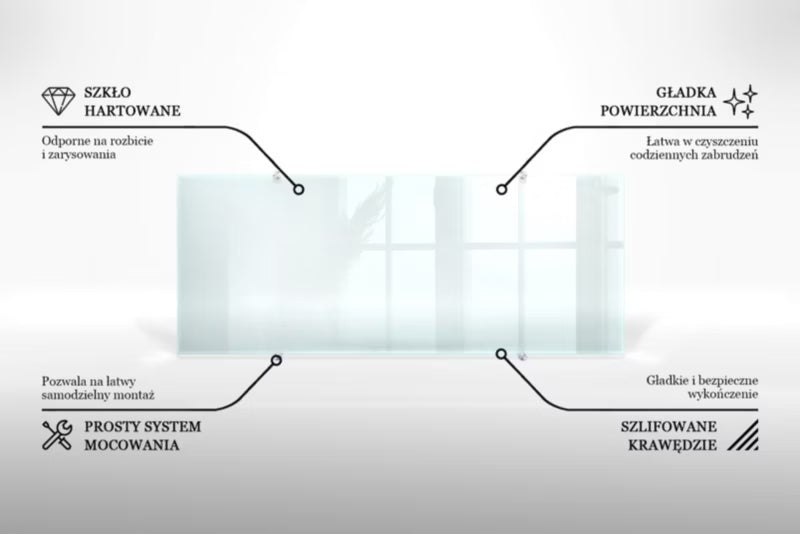 Stænkpanel 125x50 cm Transparent Glas med Punktbeslag