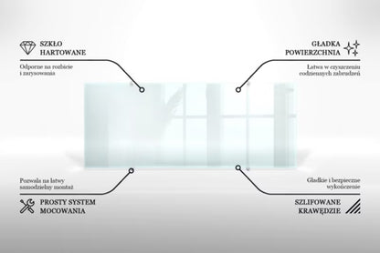 Stænkpanel 125x50 cm Transparent Glas med Punktbeslag