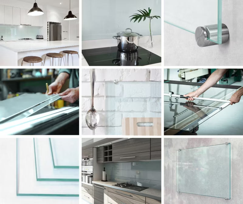 Stænkpanel 125x50 cm Transparent Glas med Punktbeslag