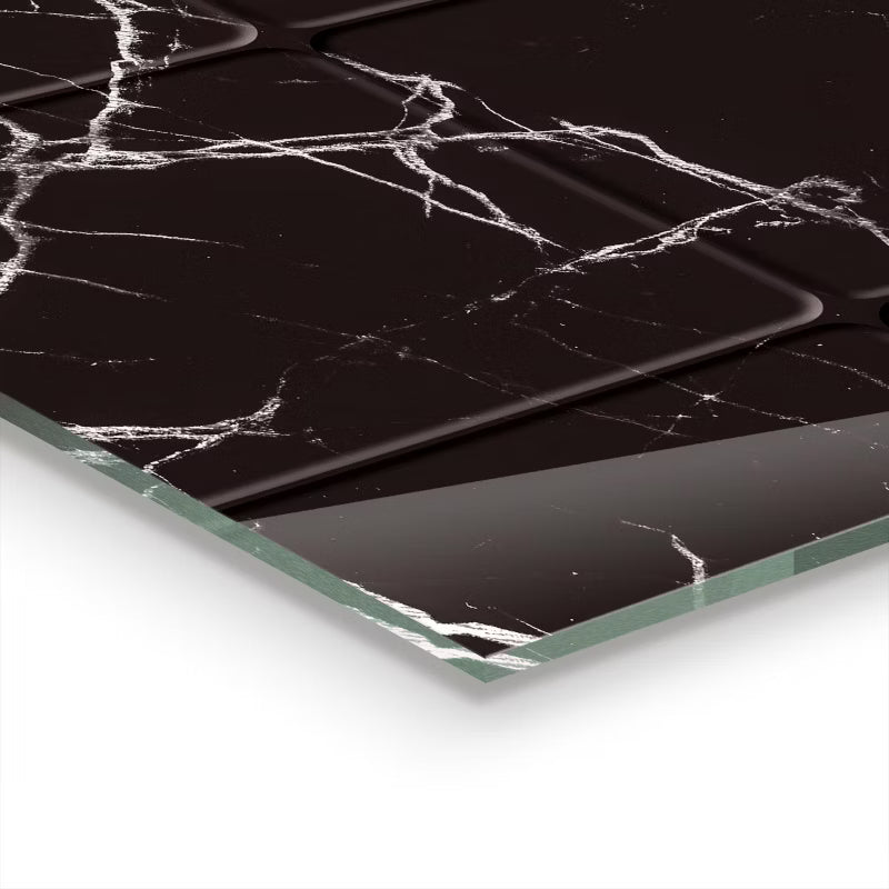 Stænkpanel 80x60 cm Sort Marmor Hærdet Glas