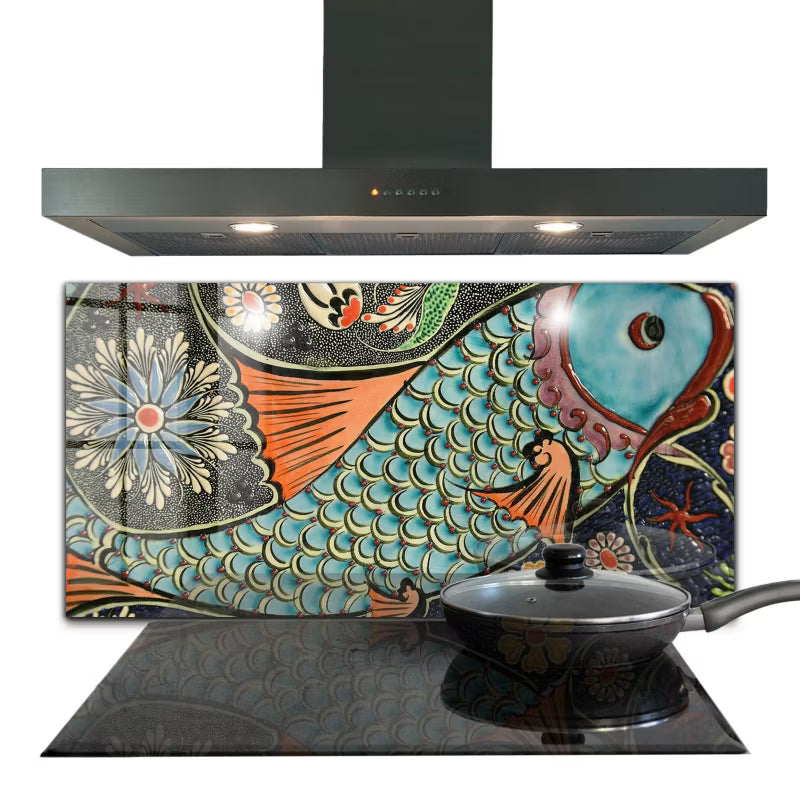 Stænkpanel Glas 100x50 cm Fisk Mosaik