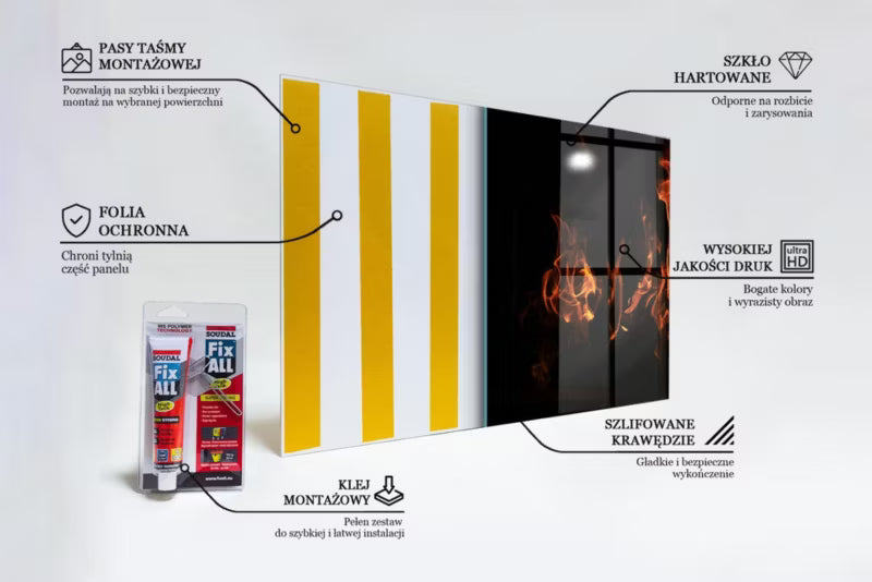 Stænkpanel Glas 100x50 cm Flammer