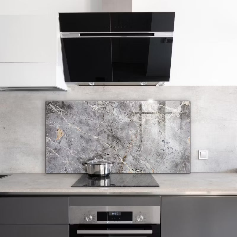 Stænkpanel Glas 100x50 cm Grå Granit Marmor