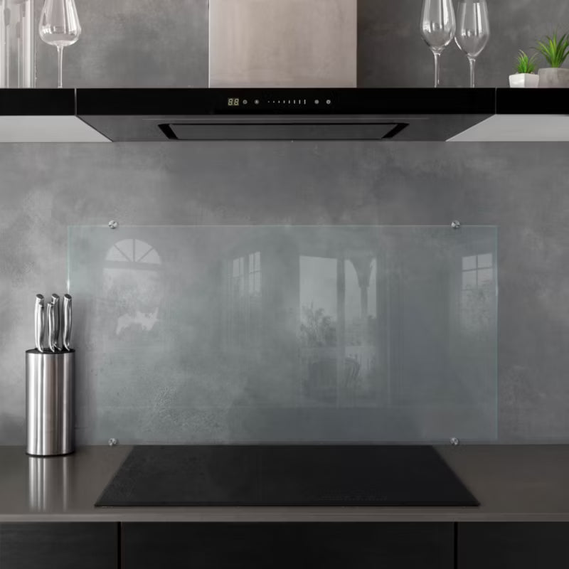 Stænkpanel Glas 100x50 cm Transparent med Punktbeslag