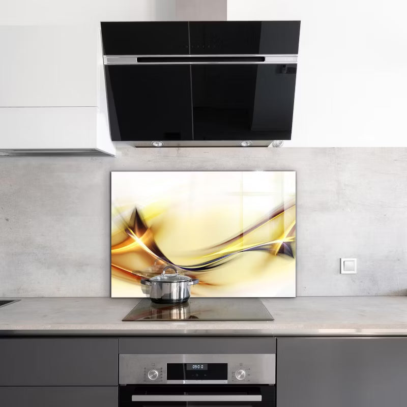 Stænkpanel Glas 100x70 cm Fala Energii Creme