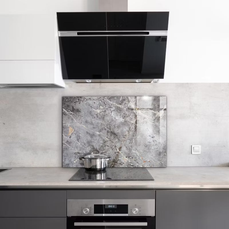 Stænkpanel Glas 100x70 cm Grå Granit Marmor