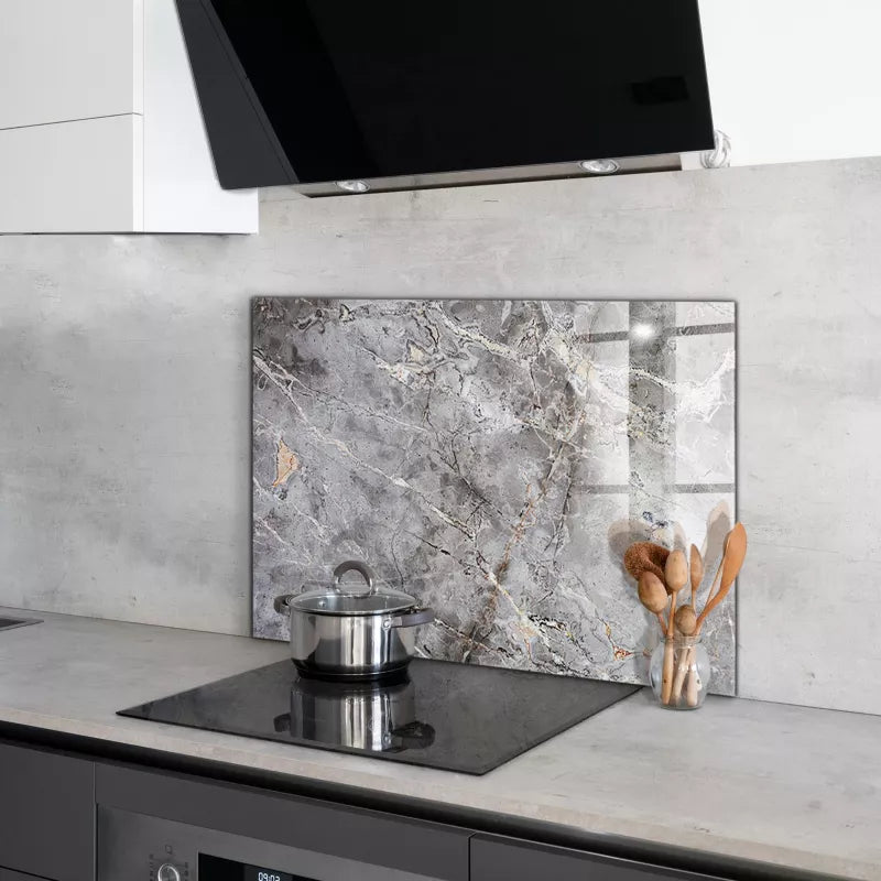 Stænkpanel Glas 100x70 cm Grå Granit Marmor