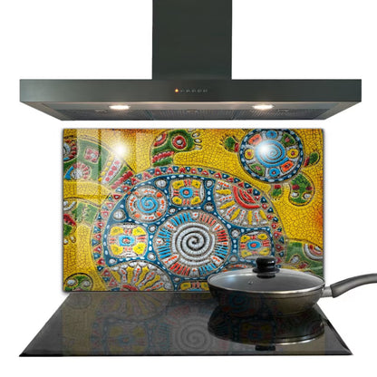 Stænkpanel Glas 100x70 cm Skildpadde Mosaik