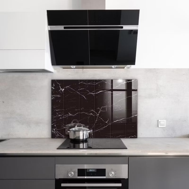 Stænkpanel Glas 100x70 cm Sort Marmor