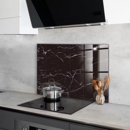 Stænkpanel Glas 100x70 cm Sort Marmor