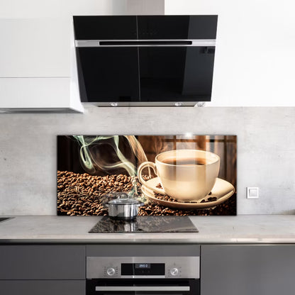 Stænkpanel Glas 125x50 cm Kaffekop Brun
