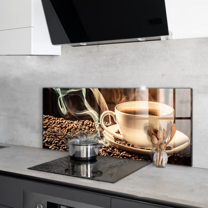 Stænkpanel Glas 125x50 cm Kaffekop Brun