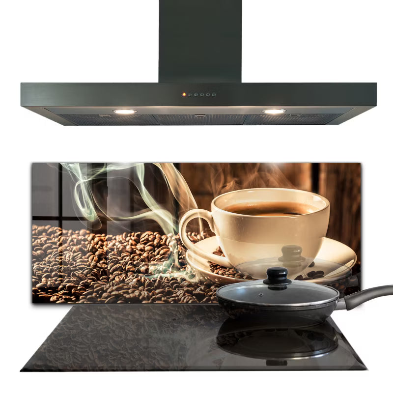 Stænkpanel Glas 125x50 cm Kaffekop Brun