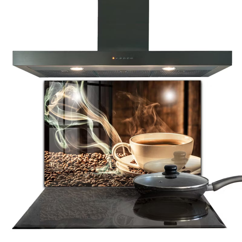 Stænkpanel Glas 80x60 cm Kaffekop Brun