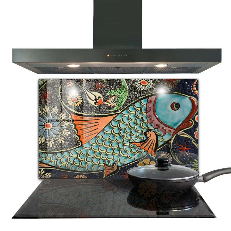 Stænkpanel Glas Fisk Mosaik 100x70 cm