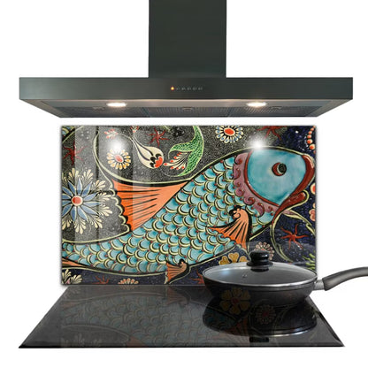 Stænkpanel Glas Fisk Mosaik 100x70 cm