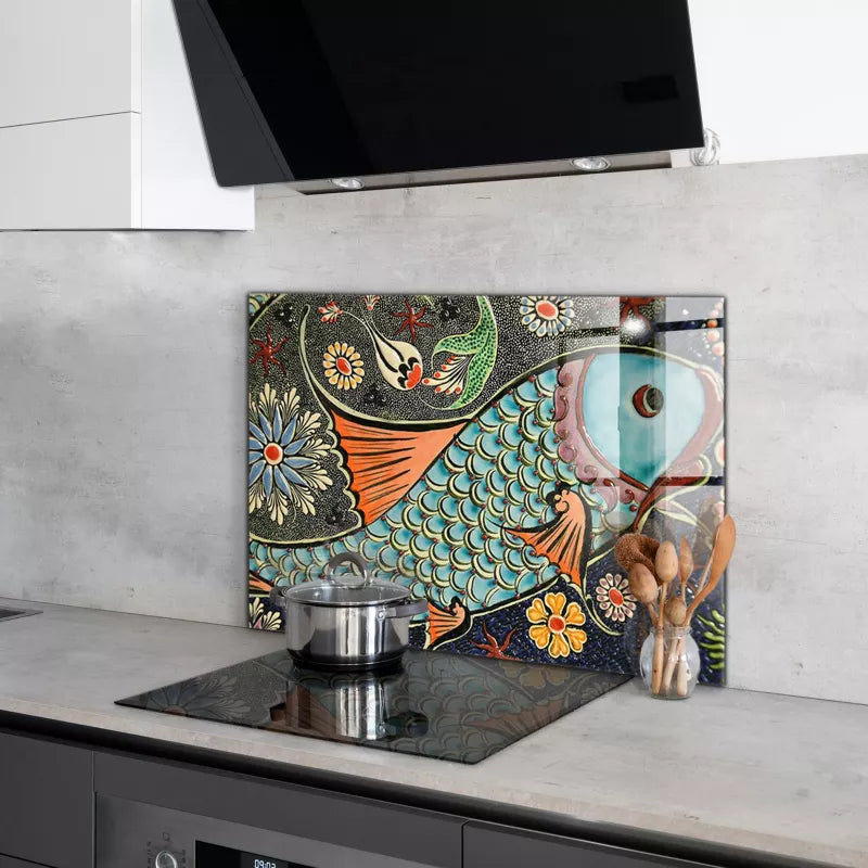 Stænkpanel Glas Fisk Mosaik 100x70 cm