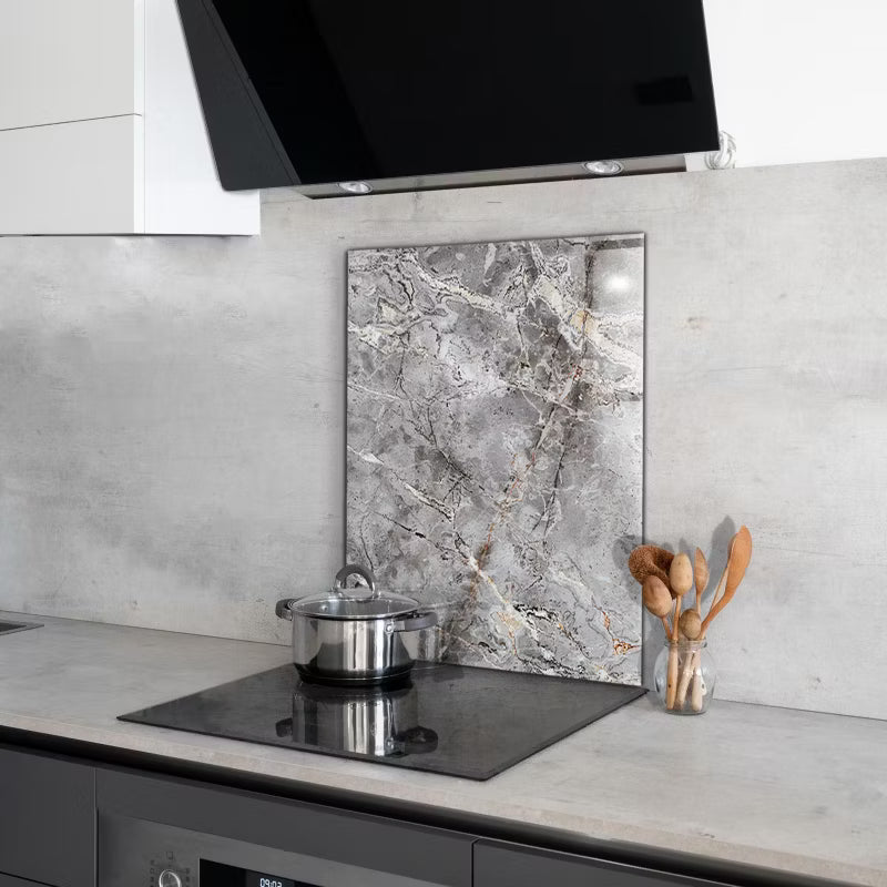 Stænkplade 60x80 cm Grå Granit Marmor Hærdet Glas