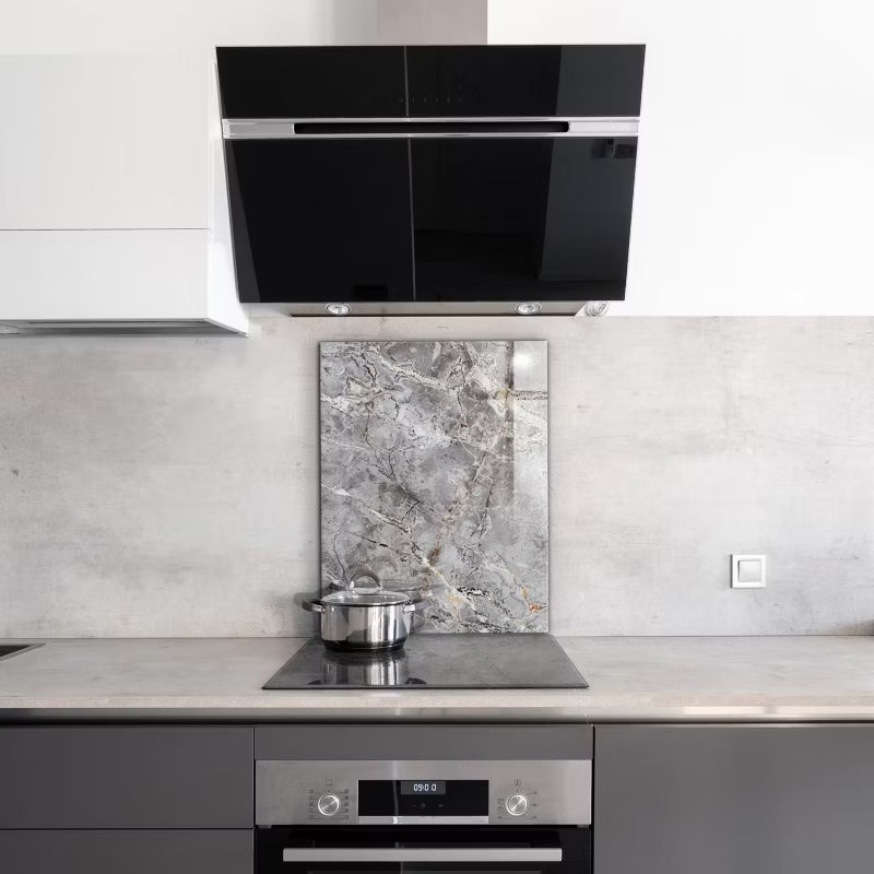 Stænkplade 60x80 cm Grå Granit Marmor Hærdet Glas