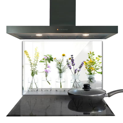 Stænkplade 80x60 cm Hærdet Glas Urter Grøn