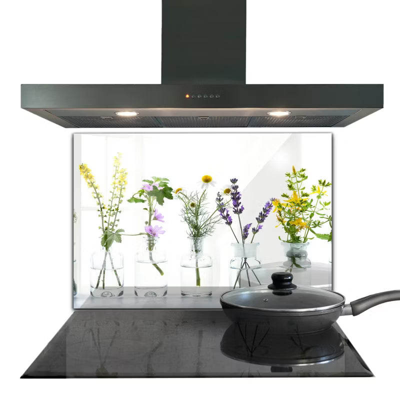 Stænkplade 80x60 cm Hærdet Glas Urter Grøn