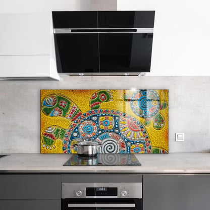 Stænkplade Glas 100x50 cm Skildpadde Mosaik