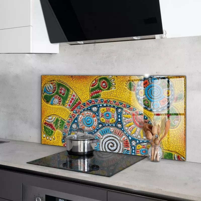 Stænkplade Glas 100x50 cm Skildpadde Mosaik