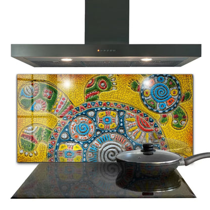 Stænkplade Glas 100x50 cm Skildpadde Mosaik