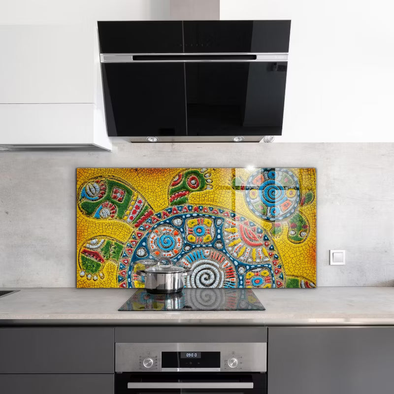 Stænkplade Glas 100x50 cm Skildpadde Mosaik
