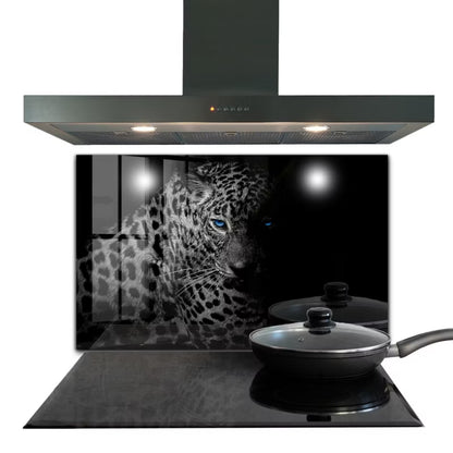 Stænkplade Glas 100x70 cm Mørk Panter Sort