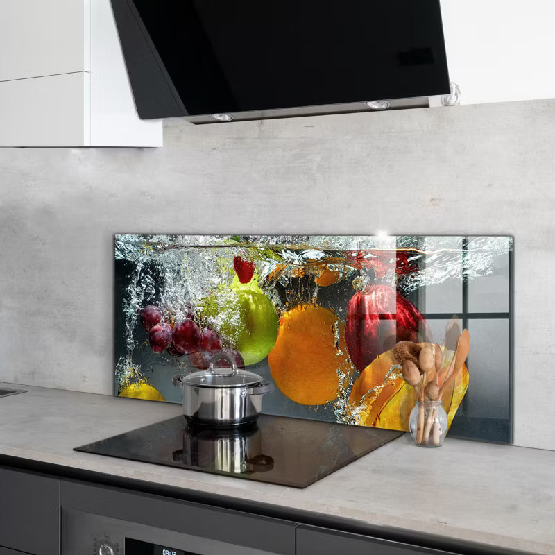 Stænkplade Glas 125x50 cm Frugtlimonade Flerfarvet