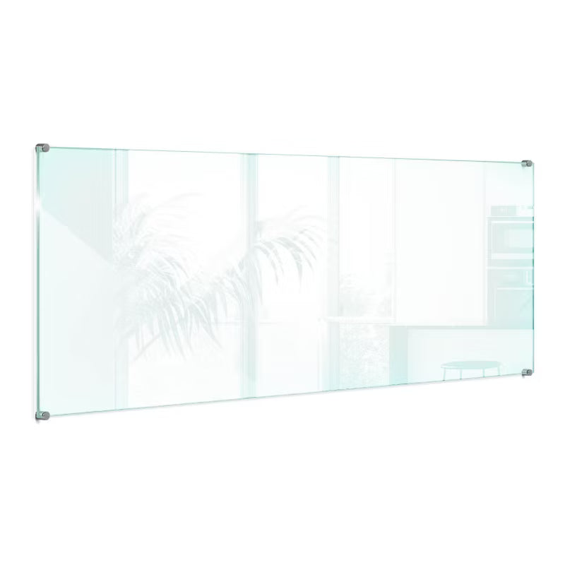 Stænkplade Glas 125x50 cm Transparent med Beslag